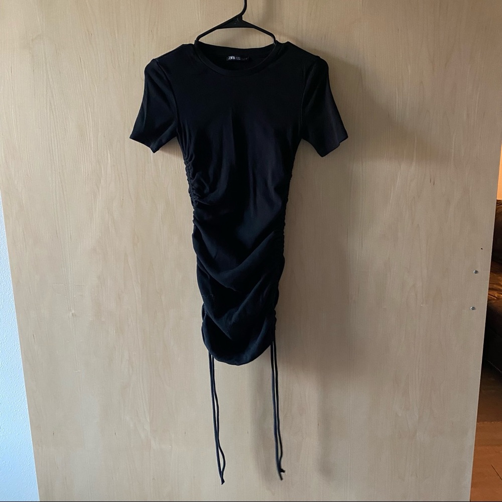 Zara Black Side Tie Mini Dress